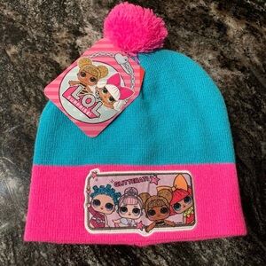 L.O.L Surprise Knitted Beanie Ski Hat Girls Child Size LOL Glitterati Pink Green